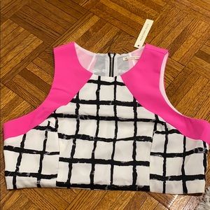 Black white and pink crop top
